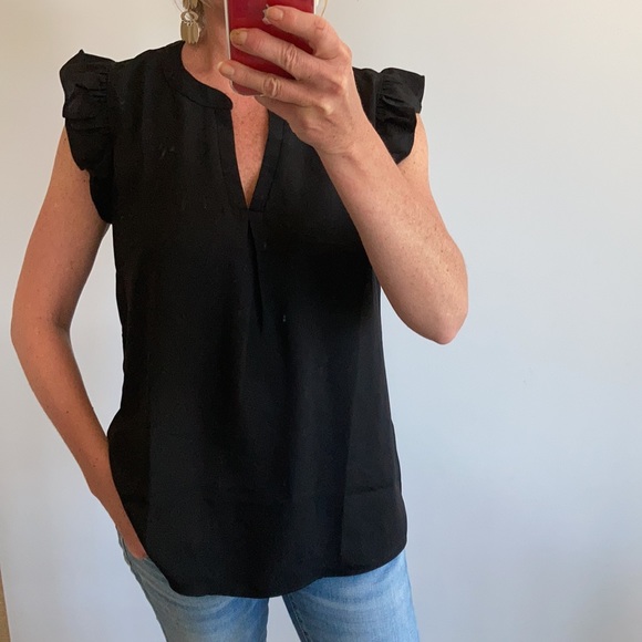 Black Ruffle Sleeve Blouse - Picture 2 of 10
